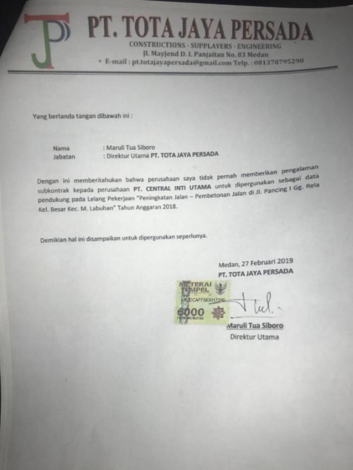 Dokumen Perjanjian Sub Kontrak 'Palsu' Mencuat, Bos PT CIU Uring-uringan