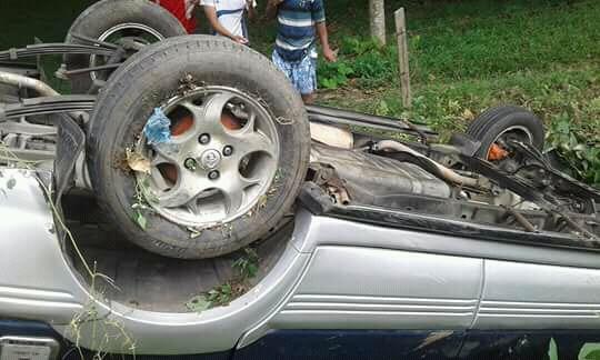 Diduga Sopir Melamun, Kijang Krista Ini Pun Terbalik