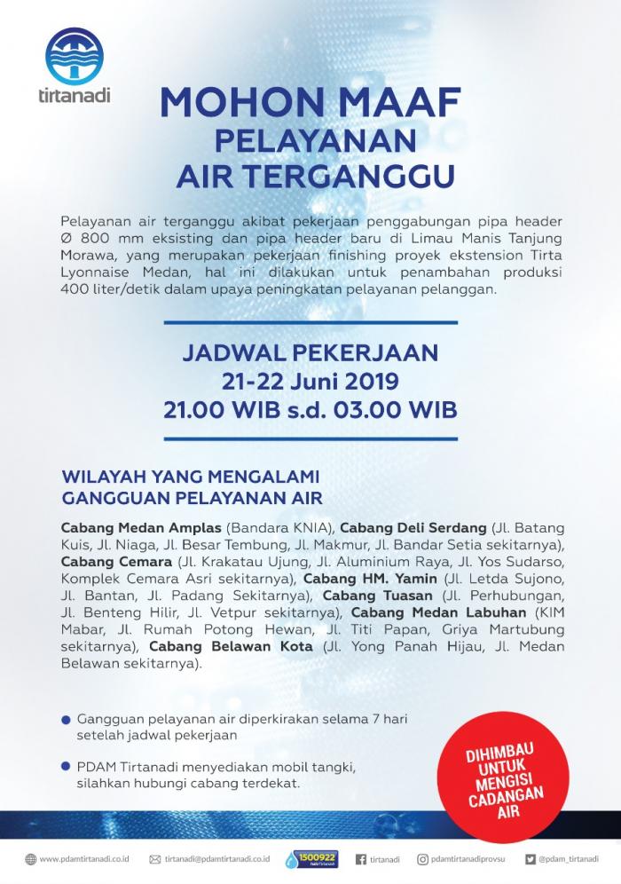 PDAM Tirtanadi Sambung Pipa Transmisi, Suplai Air ke Pelanggan Terganggu 