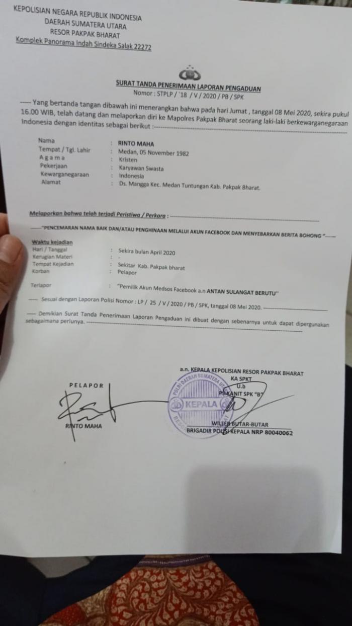 Polres Pakpak Bharat Dituding Tak Profesional Usut Laporan Hoax Covid-19