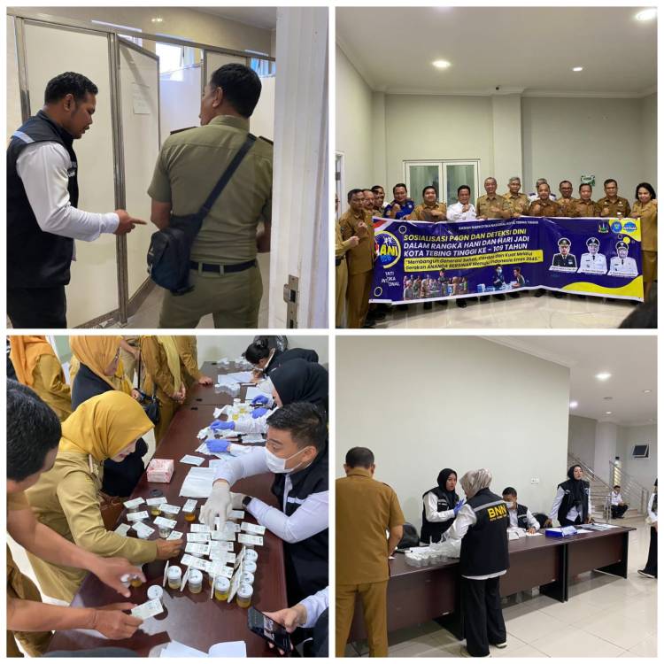 "Langkah Nyata Lawan Narkoba" Puluhan Pejabat Tebing Tinggi Ikuti Tes Urine