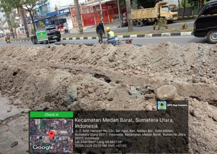 " Anggaran Dana Negara" Proyek Pemasangan Pipa Air Bersih di Medan Helvetia Disorot