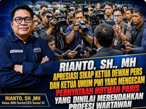 Dinilai Rendahkan Profesi Wartawan, Rianto, SH.,MH Kecam Pernyataan Hotman Paris.
