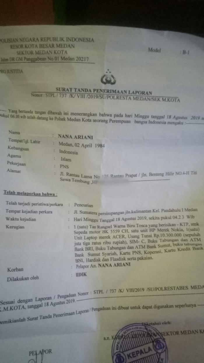 Istri Wartawan Dirampok di Jalan Sumatera