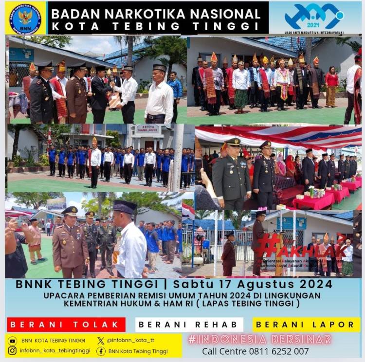 Upacara Pemberian Remisi Umum Tahun 2024 di Lingkungan Kementrian Hukum  Dan Ham RI Lapas Tebing Tinggi