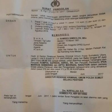 Diduga Terlibat Kasus Penipuan dan Penggelapan, BAP Ramses Simbolon Bakal P21