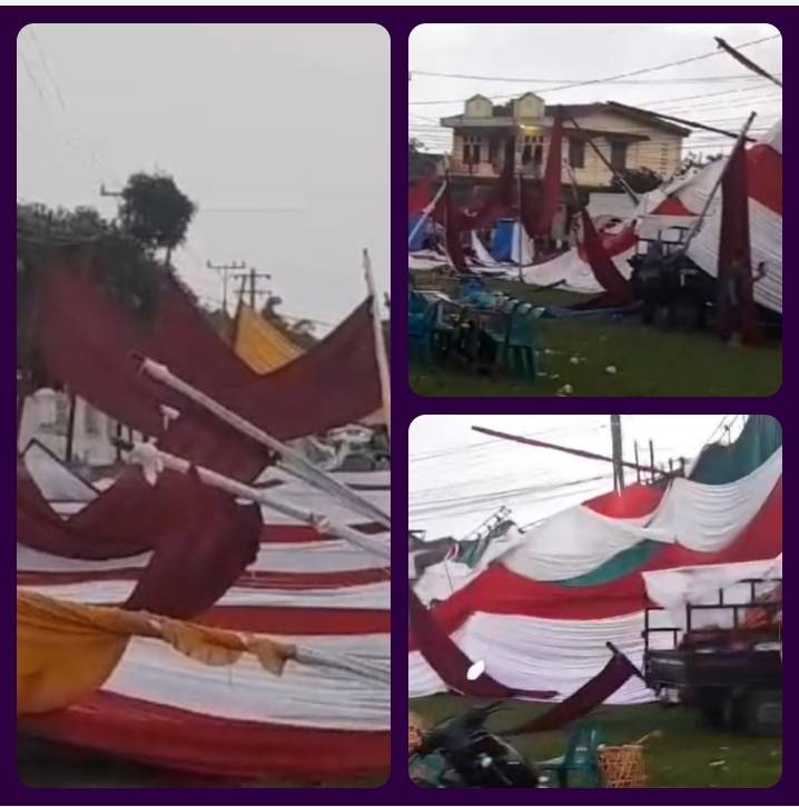 Lokasi Pasar Tani dan Bazar Pemkab Simalungun Porak-Poranda Dihantam Puting Beliung
