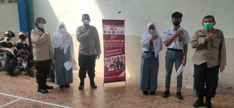 Polsek Medan Kota Monitoring Vaksinasi Pelajar di Dua Lokasi