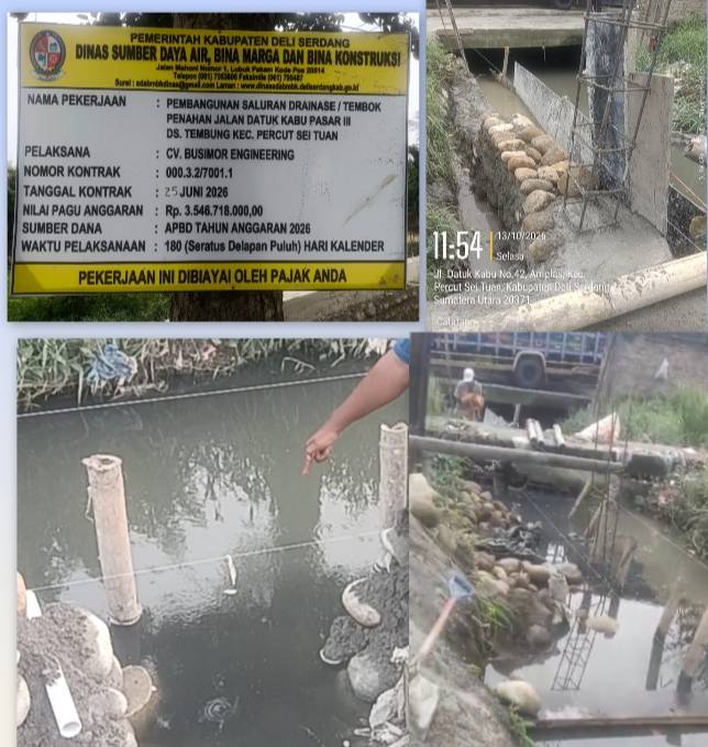 Kejatisu Diminta Periksa CV. Busimor Engeneering Terkait Proyek Dranaise Bernilai Rp 3.546.718.000 M di Jalan Datuk Kabu Deliserdang