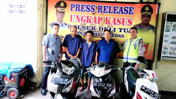 Tiga Pencuri Supra X Meringkuk di Sel Polsek Delitua