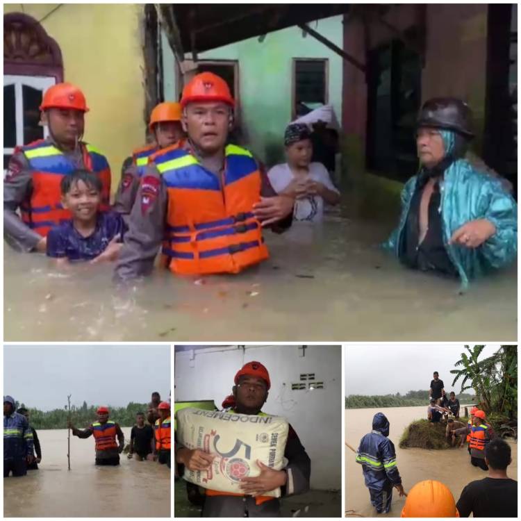 Tebing Tinggi Diterjang Banjir, Brimob Batalyon B Turun Lakukan Evakuasi Cepat