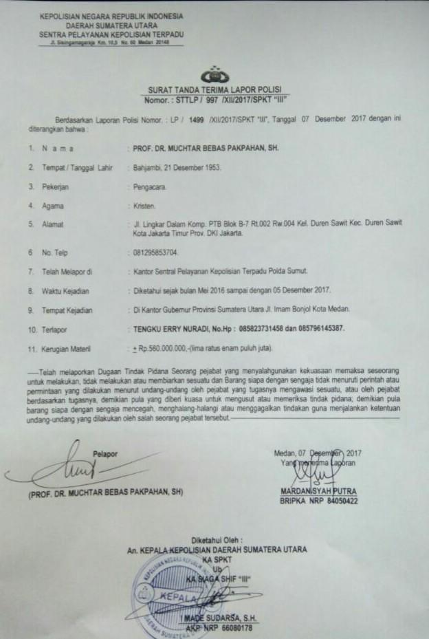 Poldasu Dalami Kasus Dugaan Penyalahgunaan Wewenang T Erry Nuradi