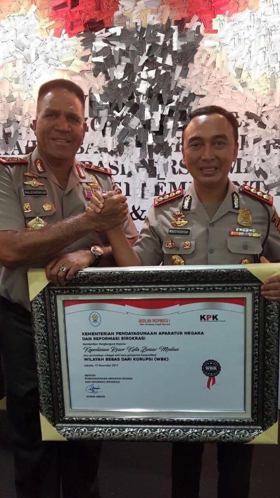 Polrestabes Medan Raih Penghargaan WBK dari MenPAN RB