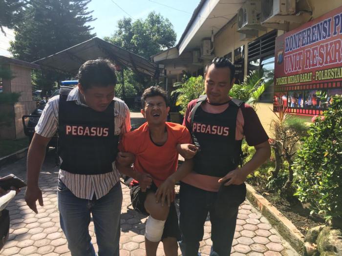 Polsek Medan Barat Tembak Penjambret Hp Mahasiswi