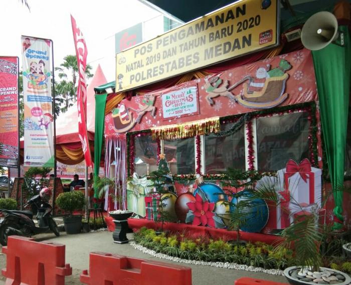 Polsek Medan Baru Dirikan Pos Pam Natal dan Tahun Baru 