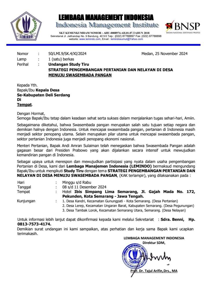 Berdalih Studi Tiru. Jelang Akhir Tahun seluruh Kepala Desa se Kabupaten Deli serdang Akan Pelesiran ke Pulau Jawa.